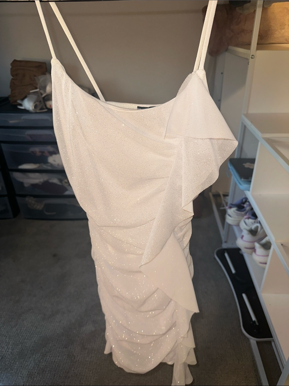 Windsor Ivory Sparkle Ruffle Slip Dress